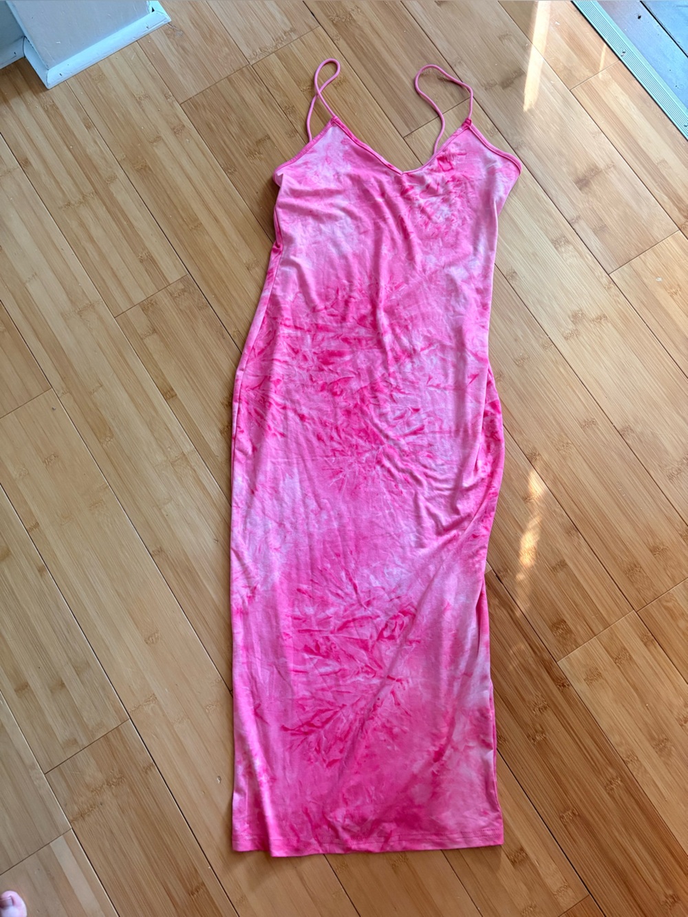 SHEIN Pink Tie-Dye Spaghetti Strap Slip Dress